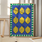 Vibrant Yellow Lemons on a Deep Blue