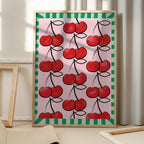 Red Cherries on a Pink