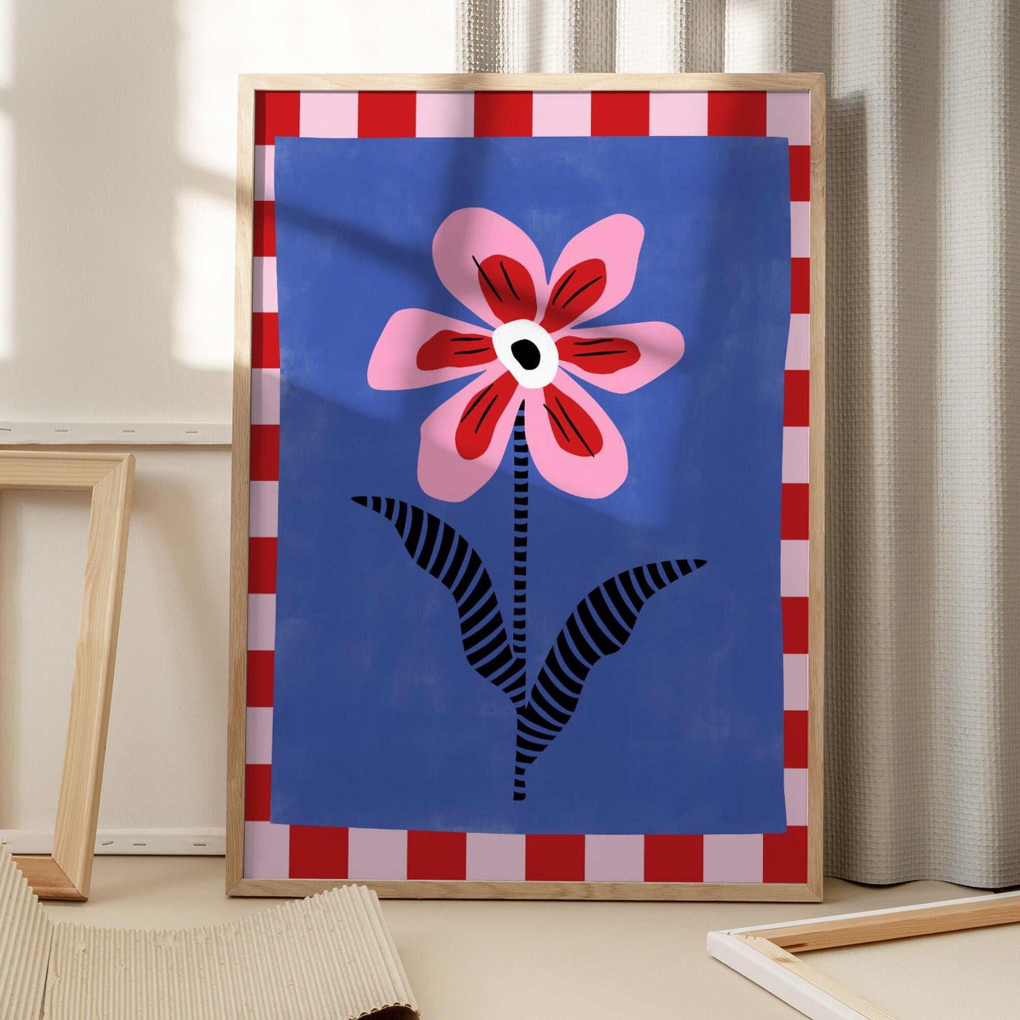 Flower with Pink Petals and Striped Leaves