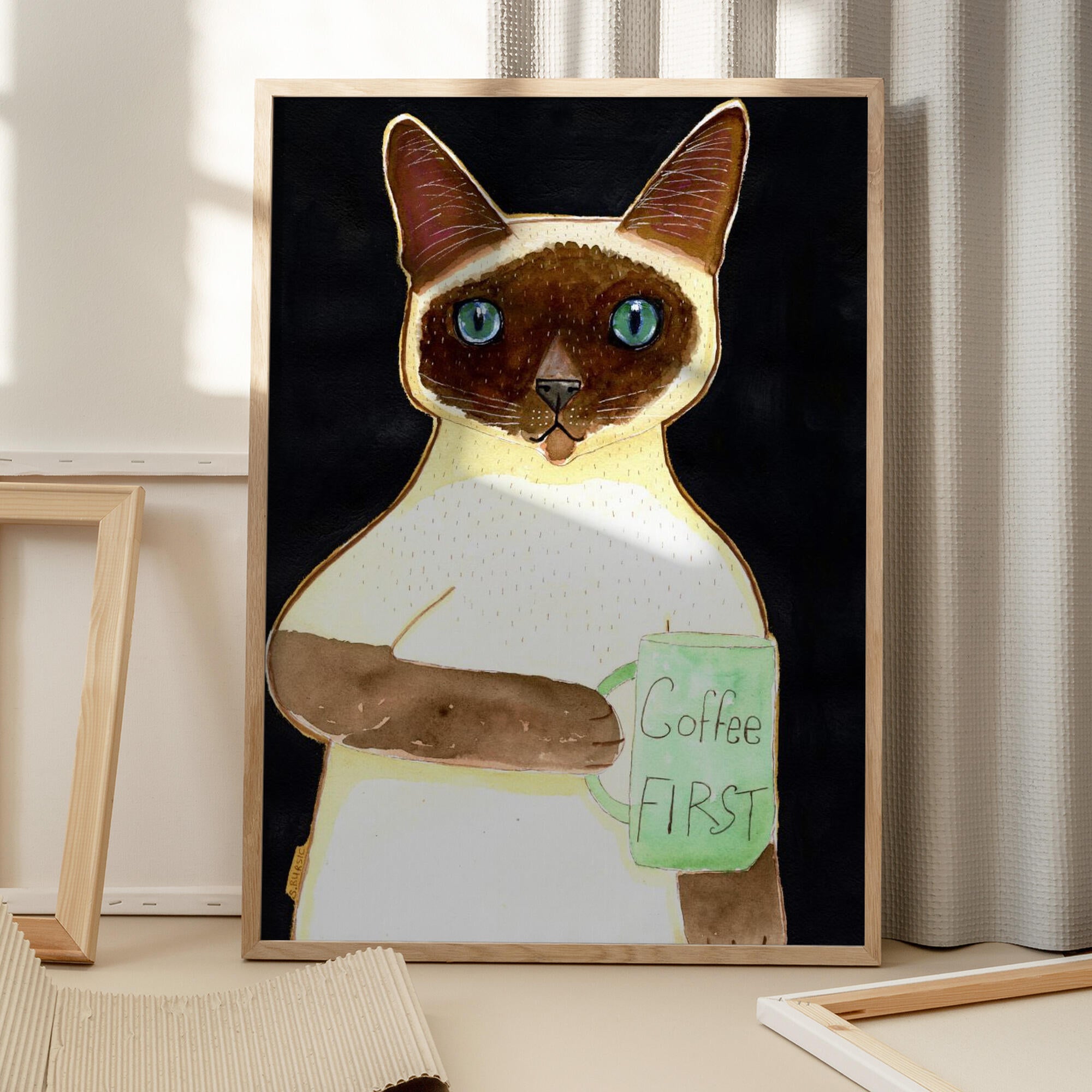 coffee cat 2 Siamese