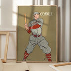Vintage Drawing of a Baseball Player Holding a Bat