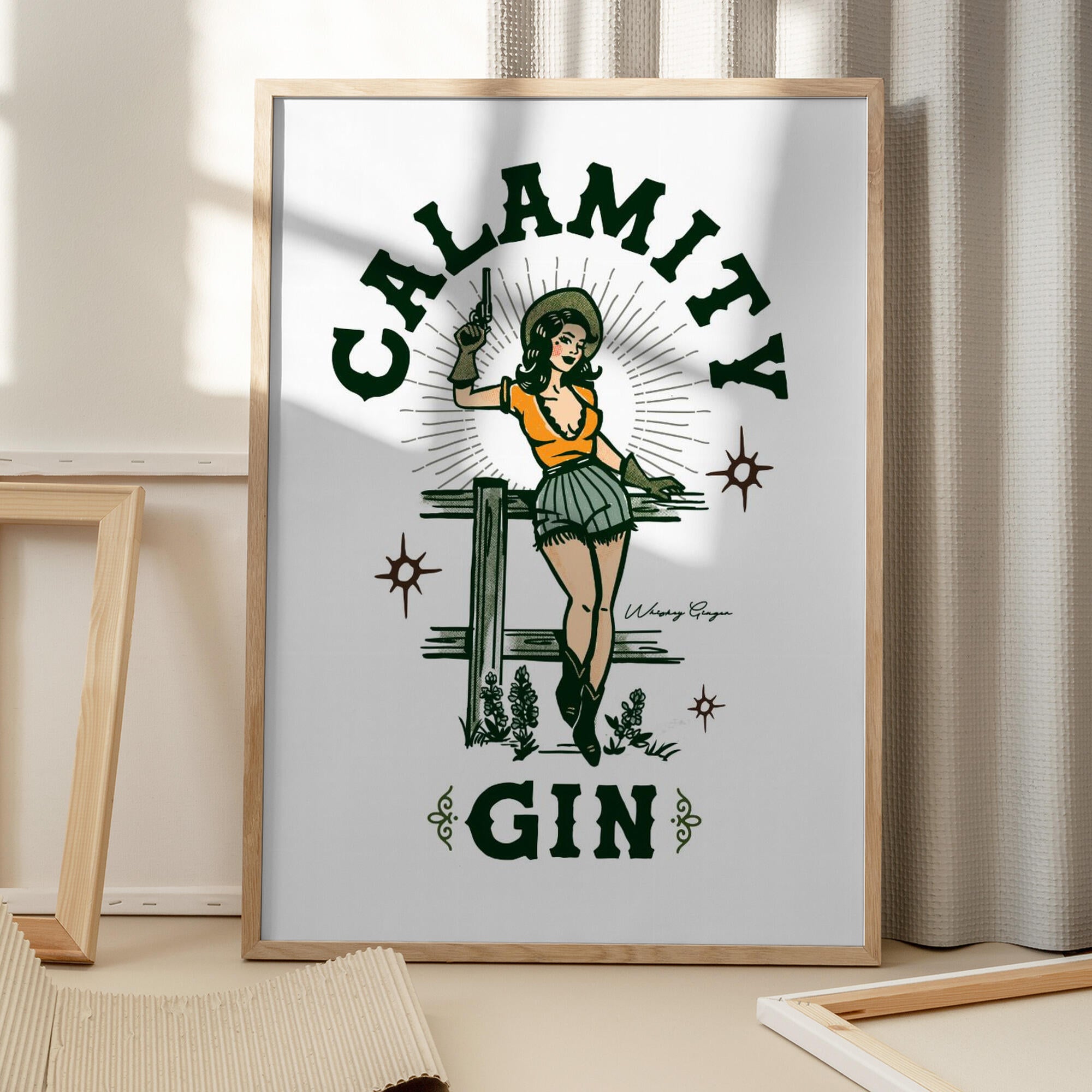 Calamity Gin Funny Retro Western Cowgirl Art
