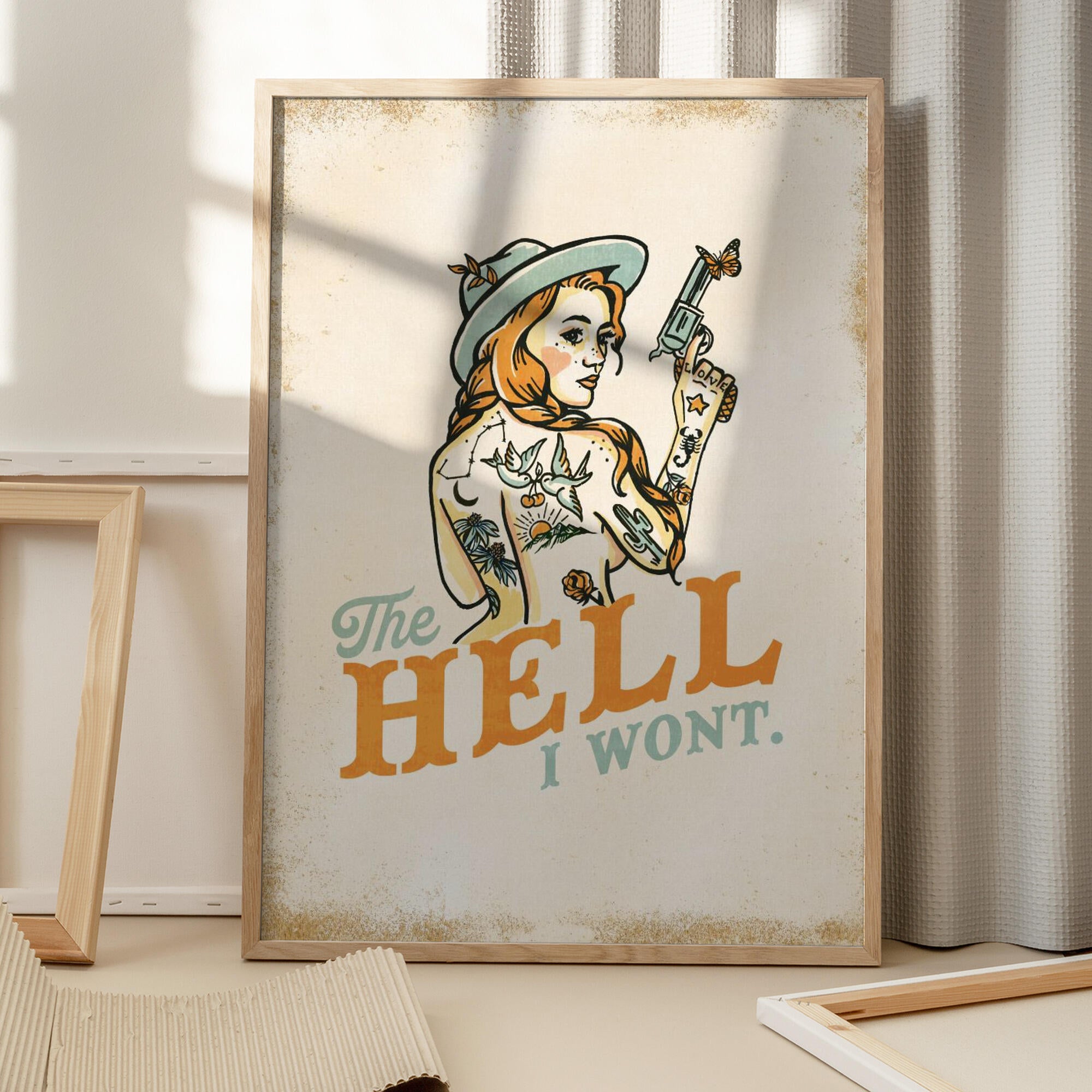 Hell I Wont Sassy Tattoo Pinup Girl