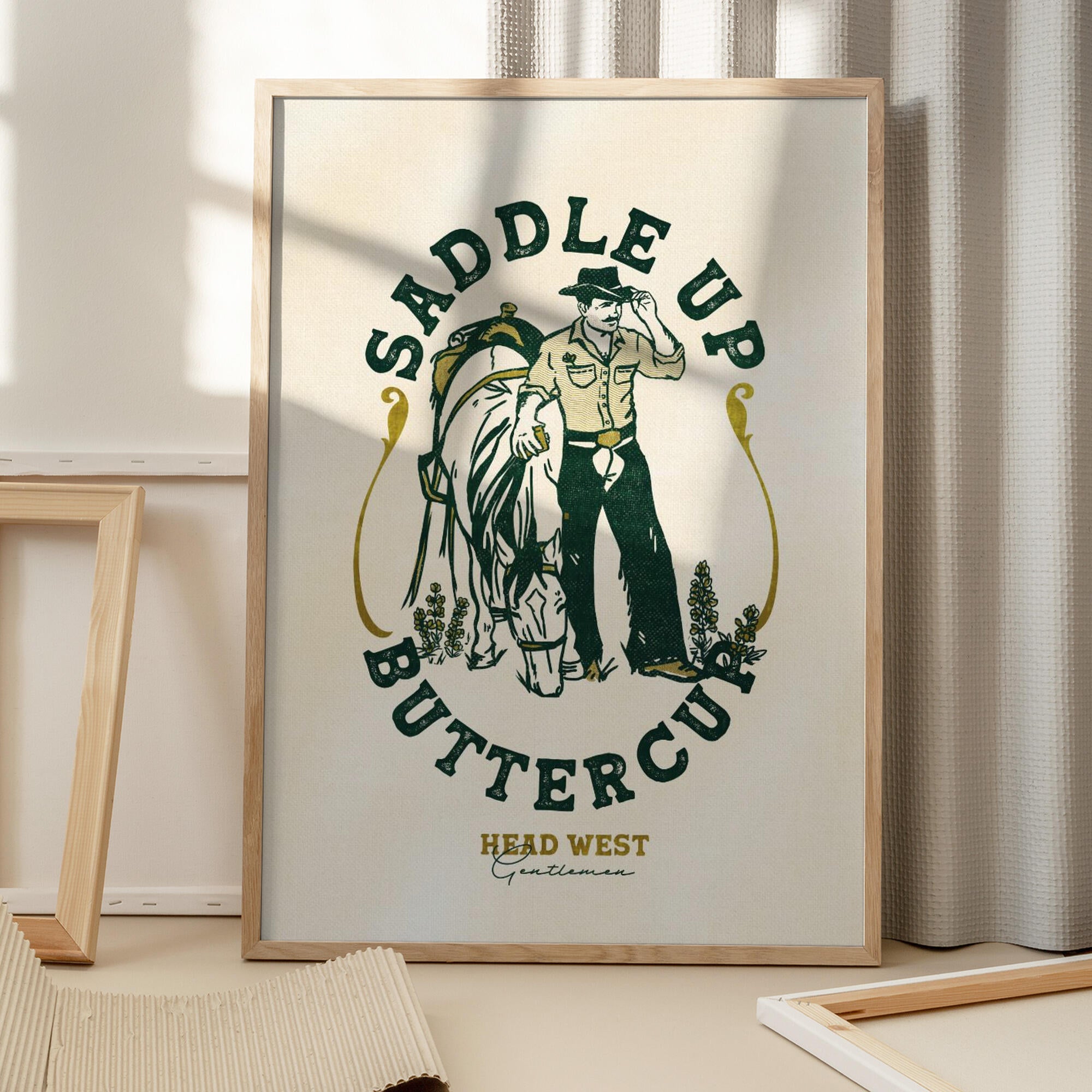 Saddle Up Buttercup Cowboy &amp; Horse Art Print