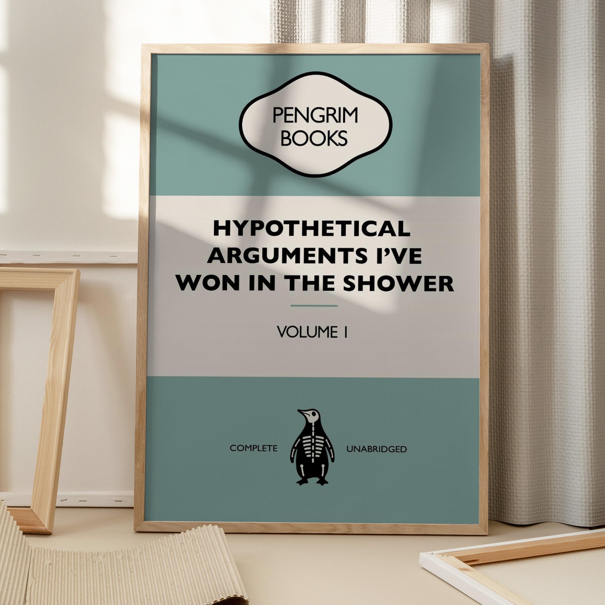 Hypothetical Arguments I've Won In the Shower - Funny Vintage Book Cover - Sarcastic Self Help - Blue.
