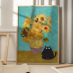 Sunflowers And Cat