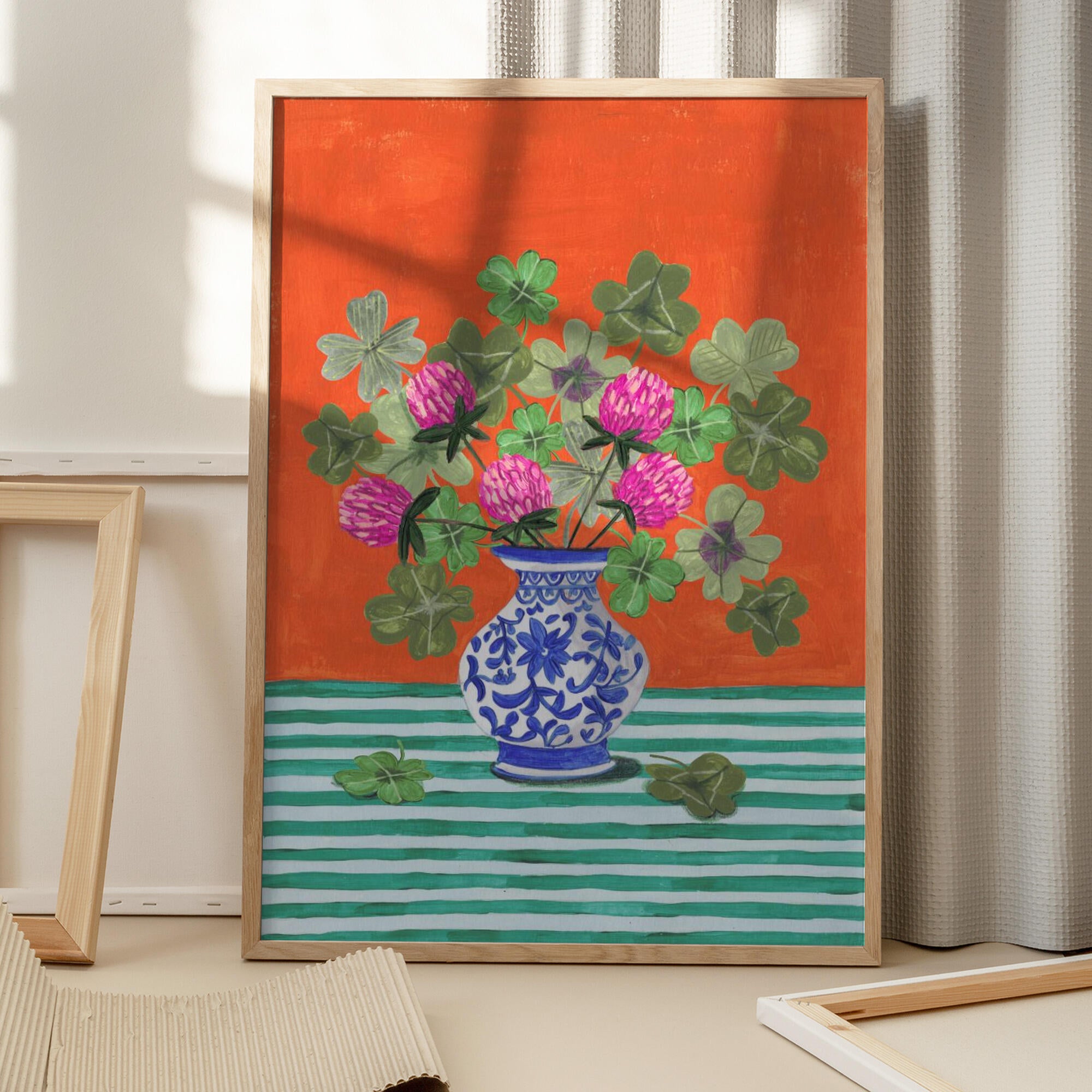 Clovers and Pink Blossoms