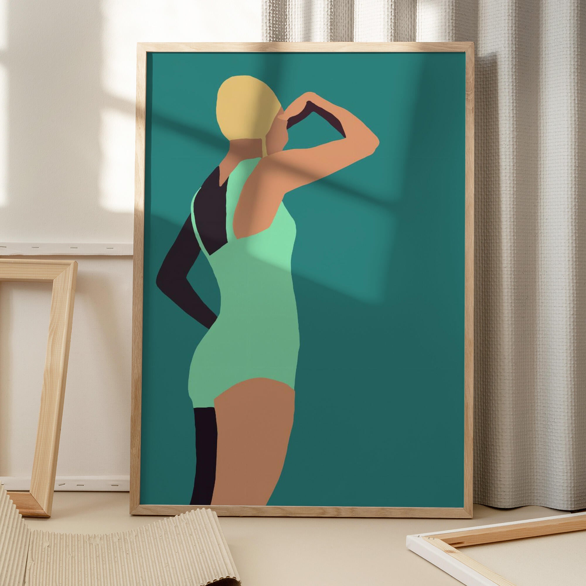 Vintage swimmer poster