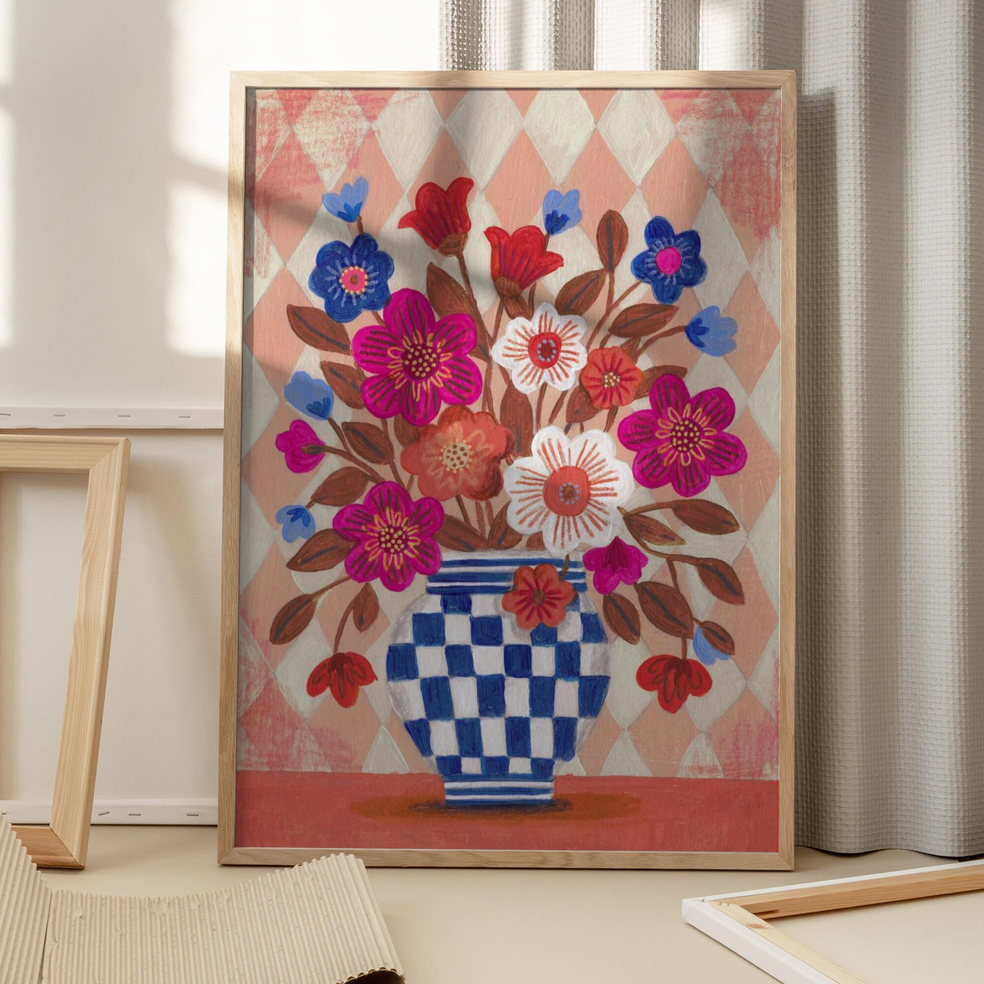 Vase Flowers Brights &amp; Blues
