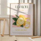 Vintage Style Sliced Lemon With Leaves