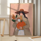 Woman in autumn in warm earth tones