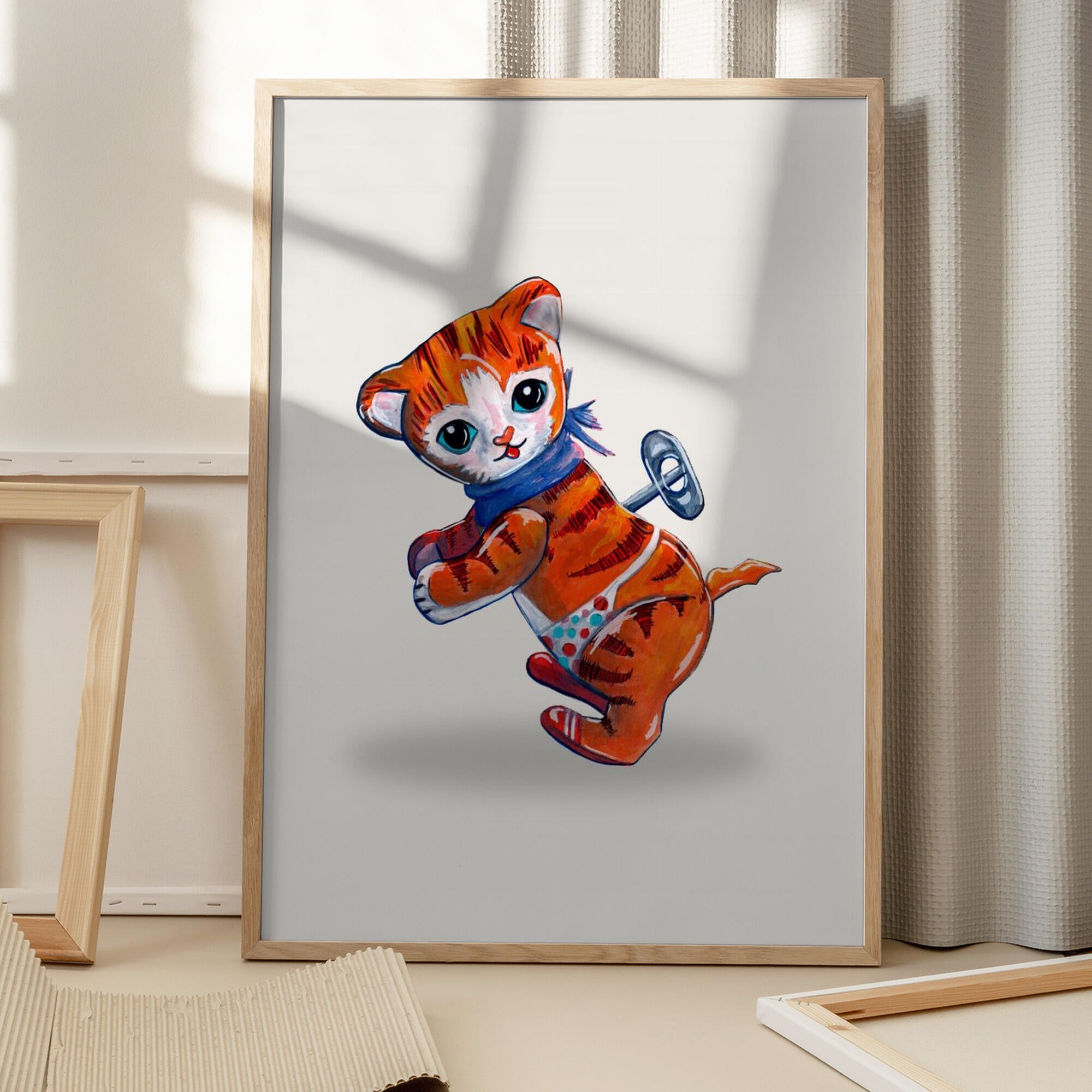 Wind Up Tiger Retro Toy By Renee Machan