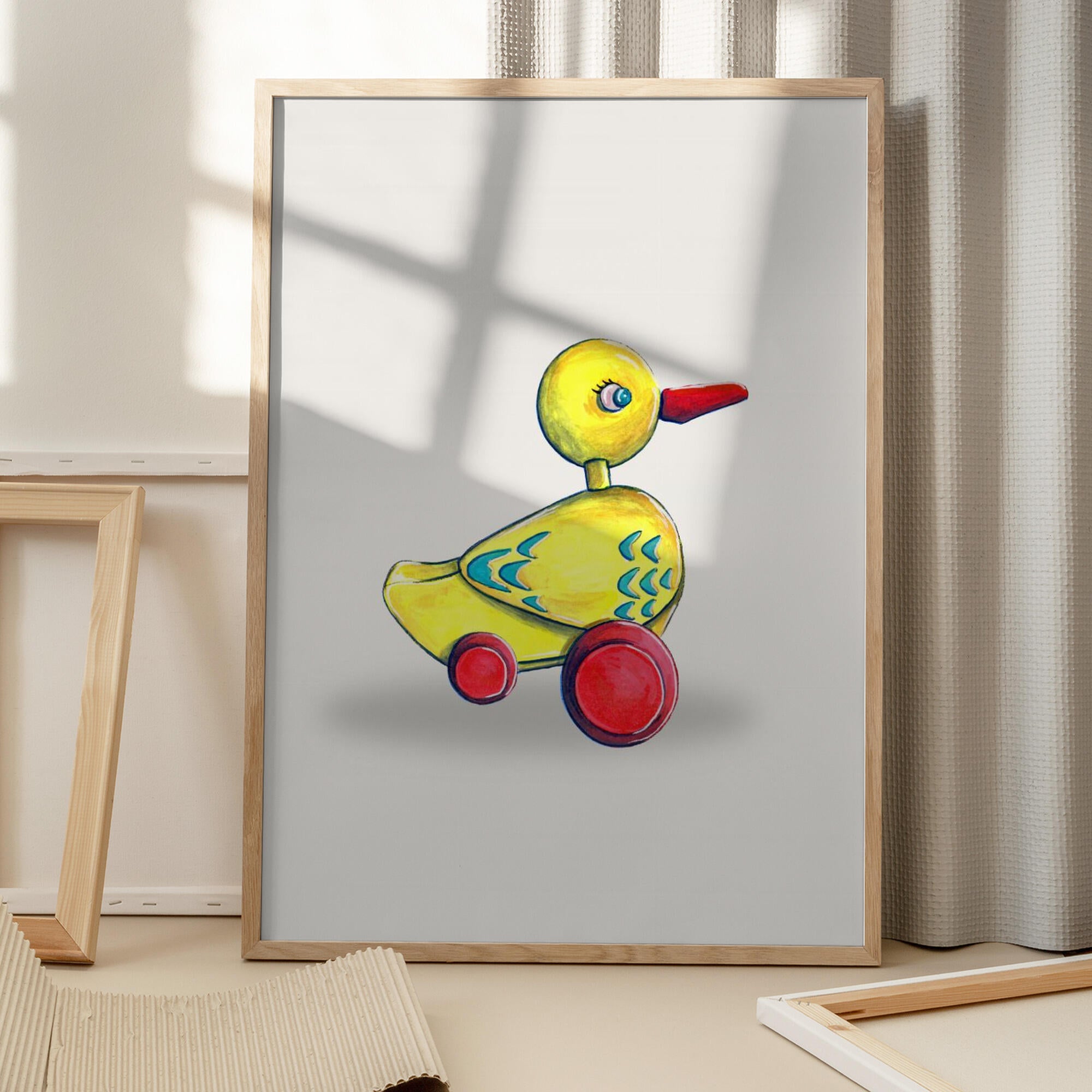 Pull Along Duck Retro Toy By Renee Machan