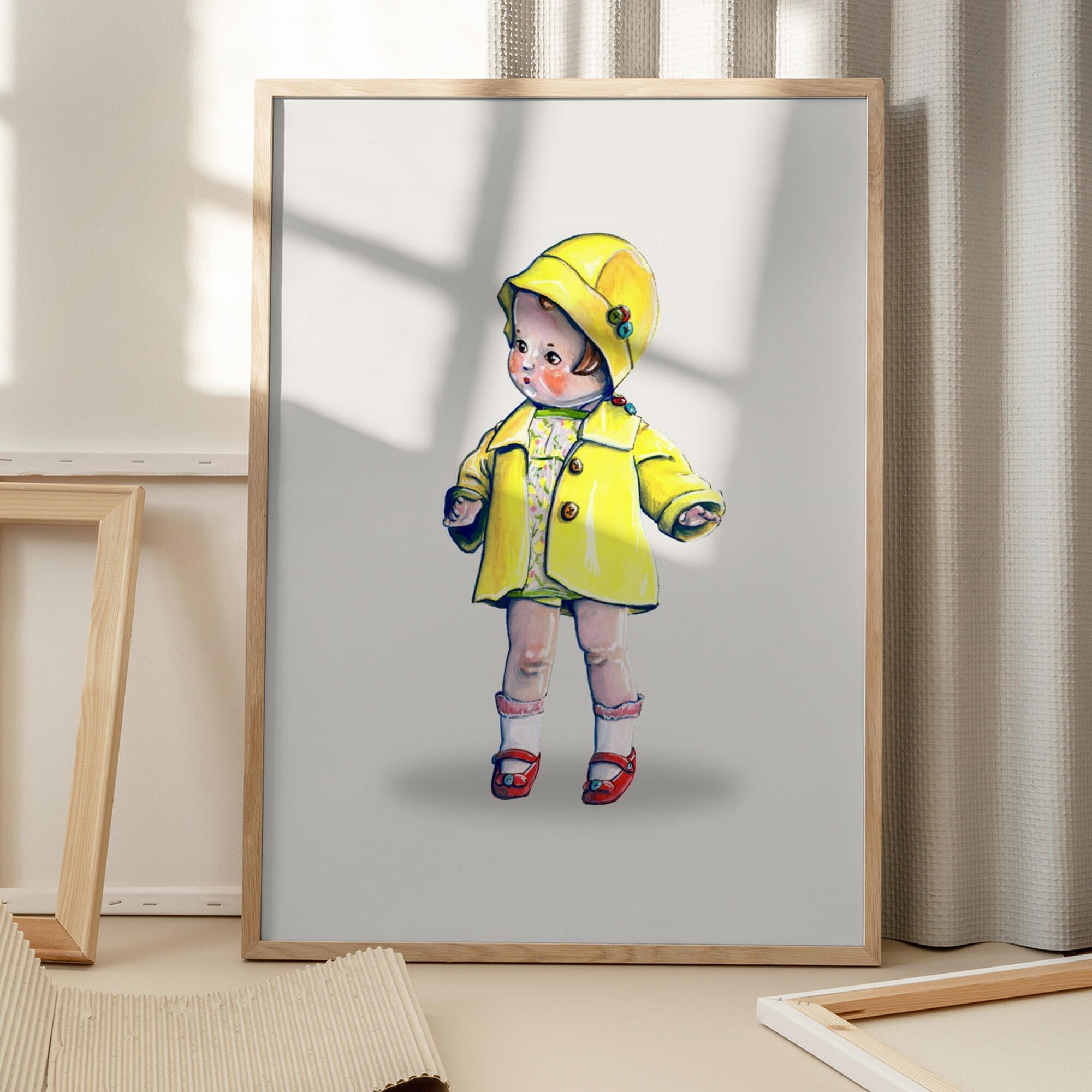 Baby Doll In Rain Jacket Retro Toy By Renee Machan