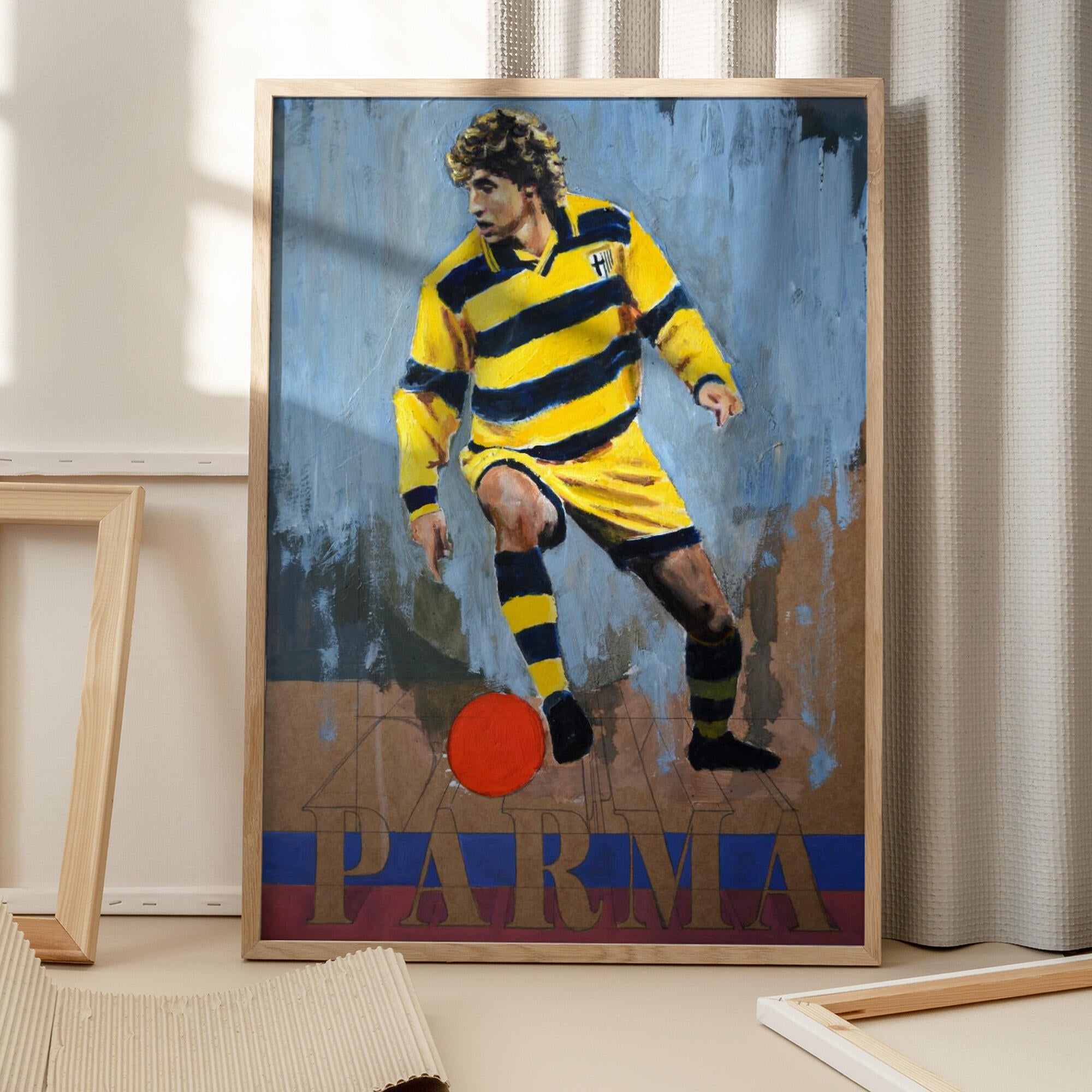 Yellow Striped Soccer Player