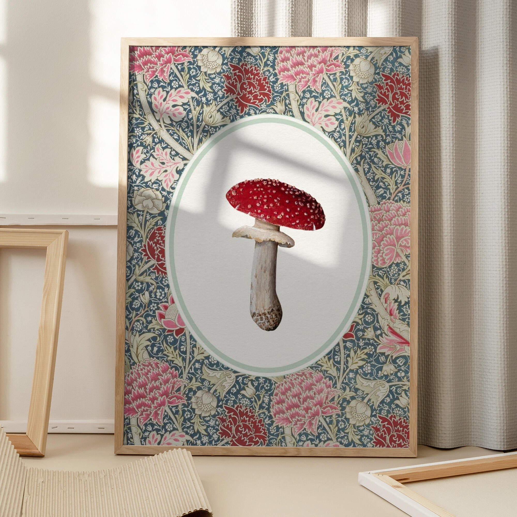 Vintage Mushroom Floral Pattern