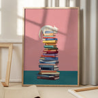 Cozy Cat on Colorful Books