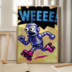 Blue Robot Roller Skates
