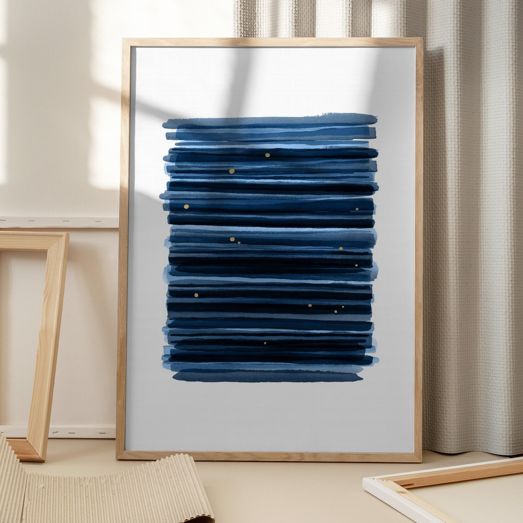 Midnight Blue Gold Strokes