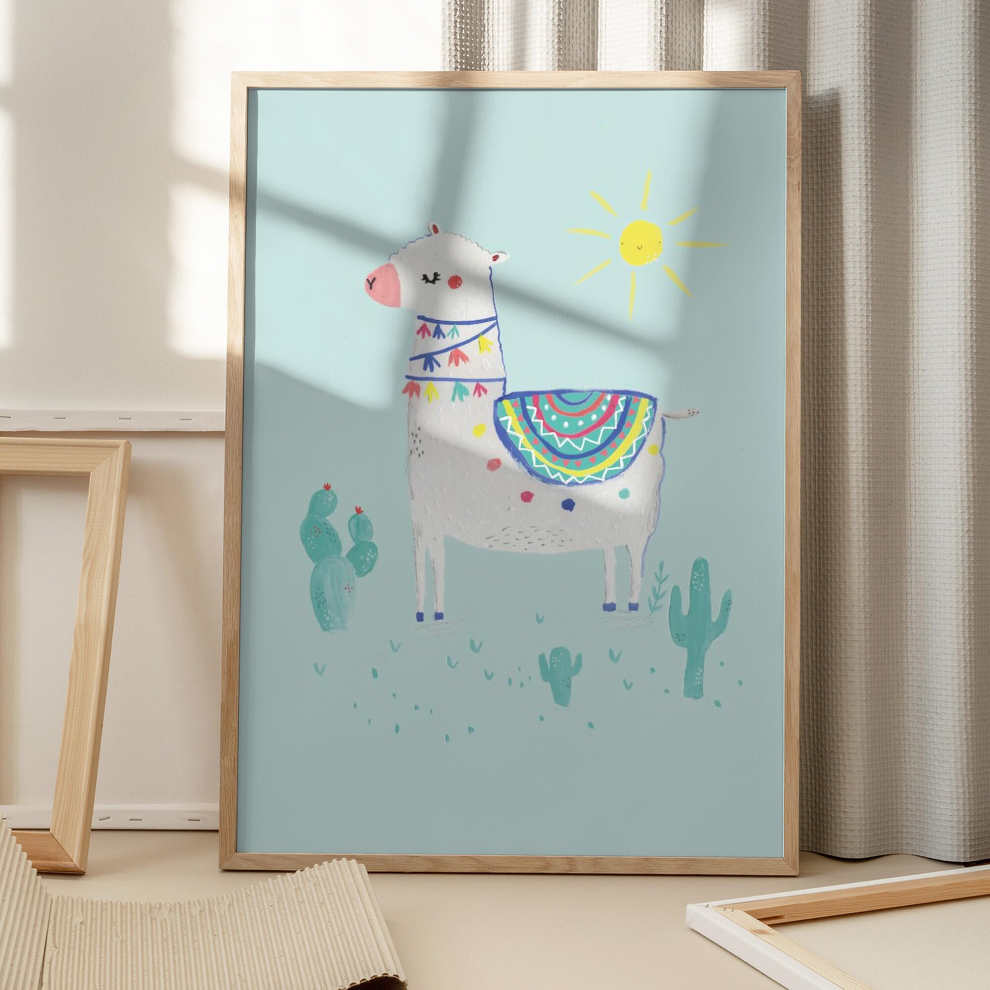 Cheerful Llama Desert Scene