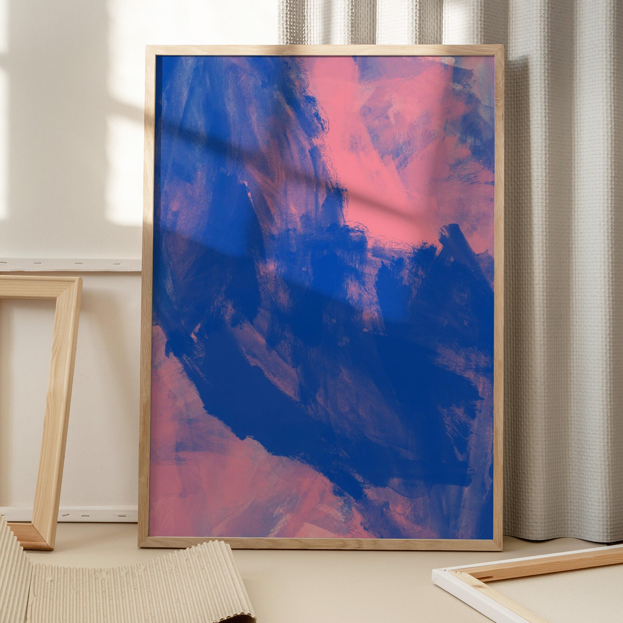 Blue Pink Abstract Strokes