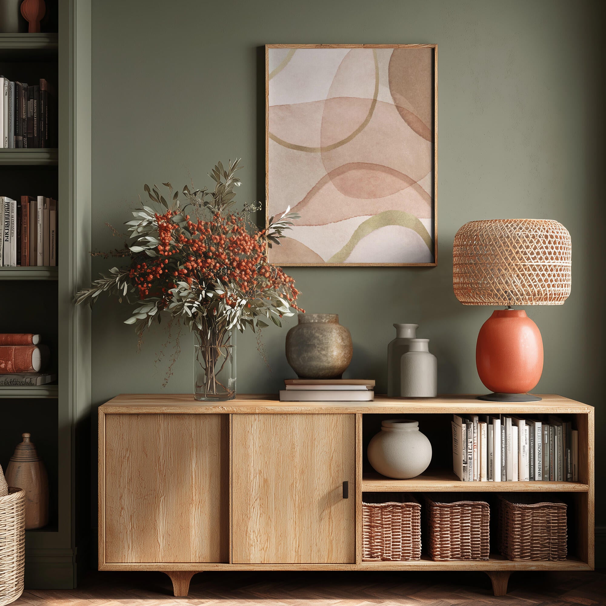 Blush and Brown Abstract