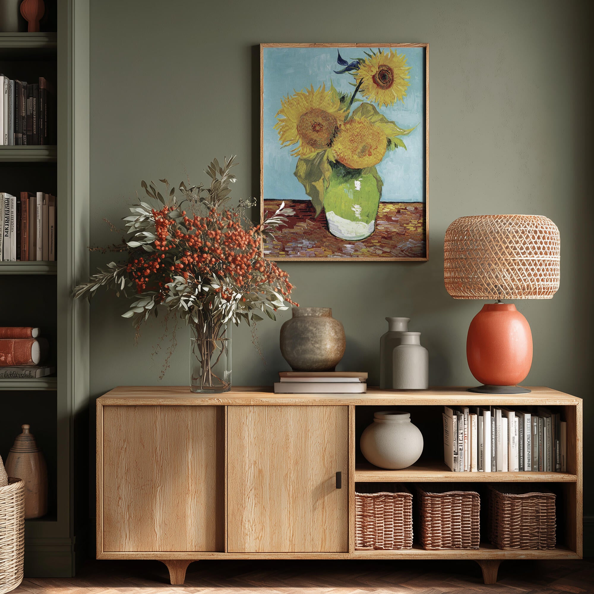 Vase With Three Sunflowers