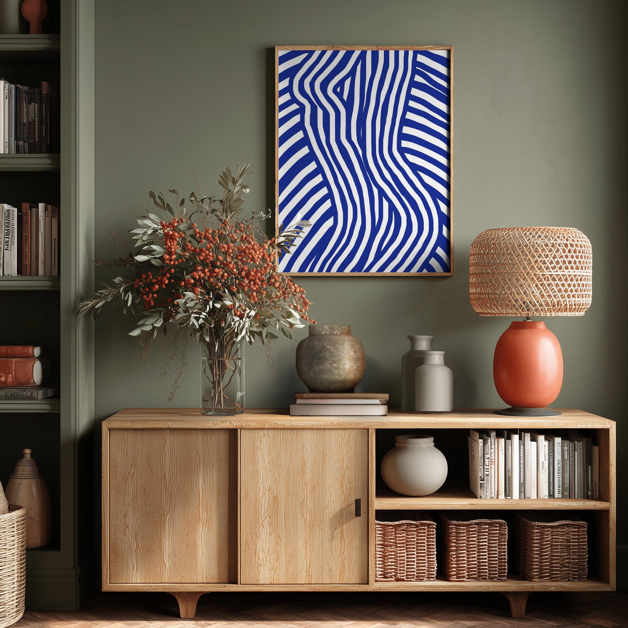 Blue and White Striped Nude