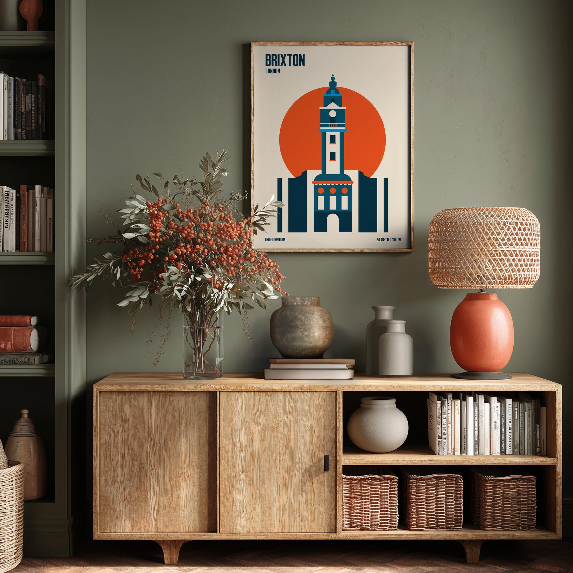 Brixton Tower Retro Travel Print