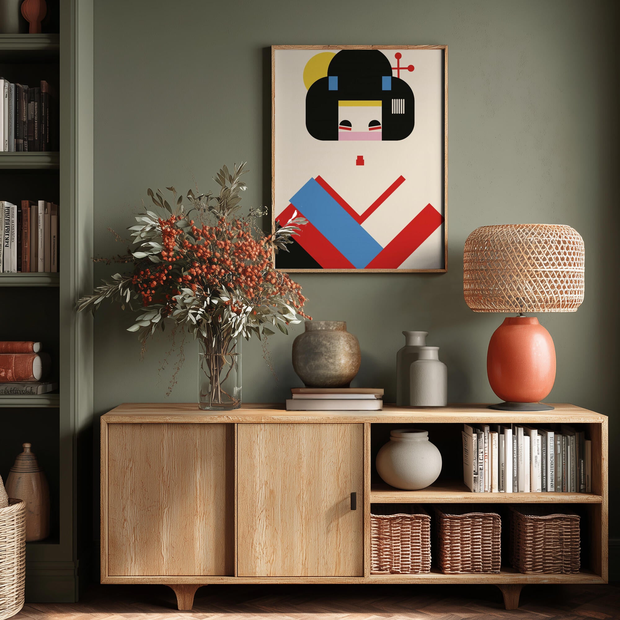 Geisha Girl Geometric Illustration