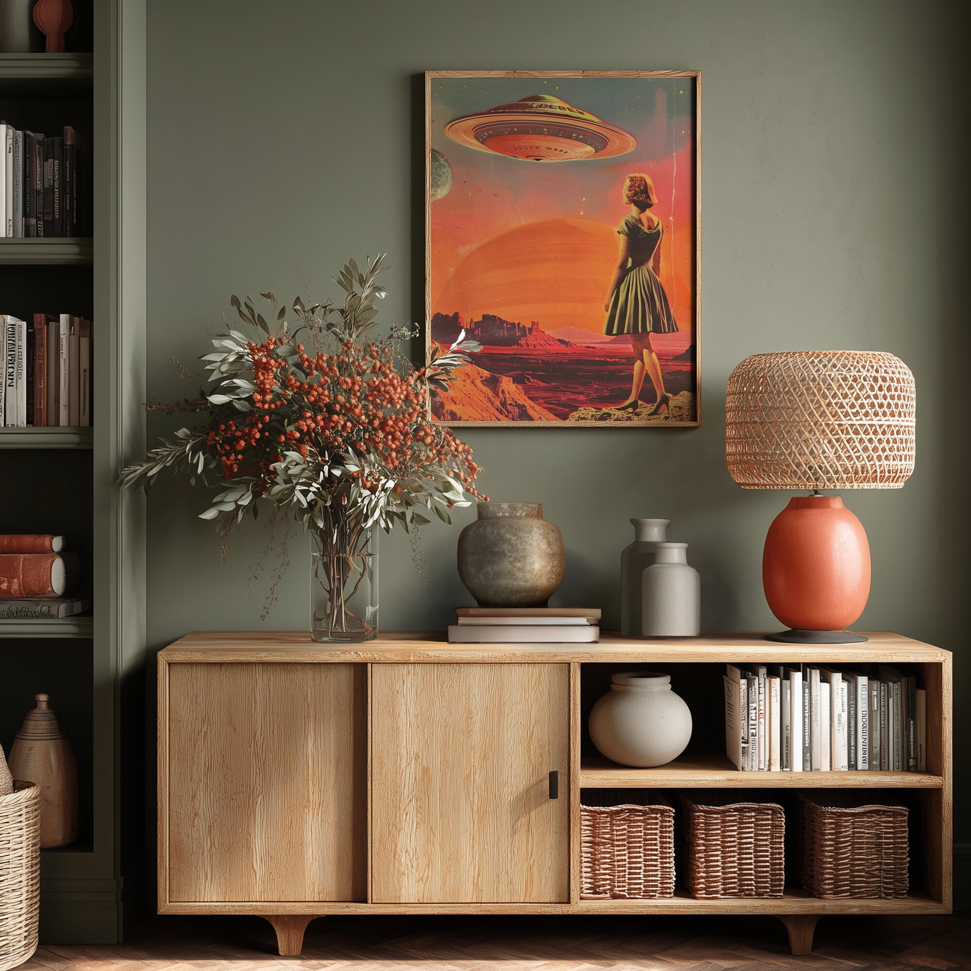 Retro-futuristic Scene With A Woman
