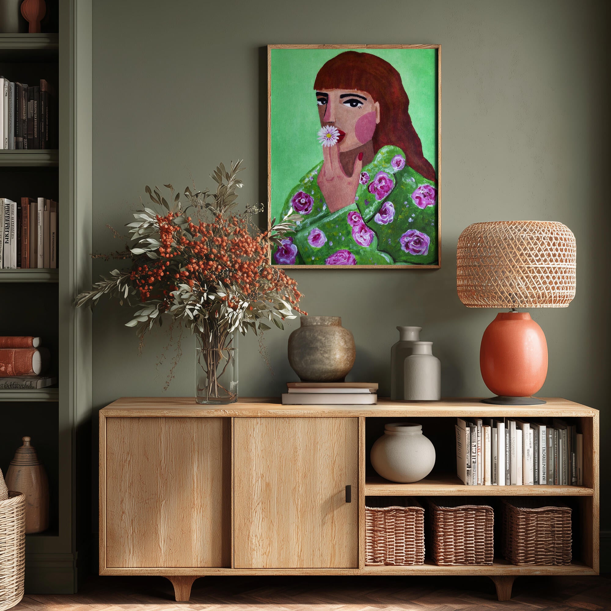 Woman Smoking a Flower