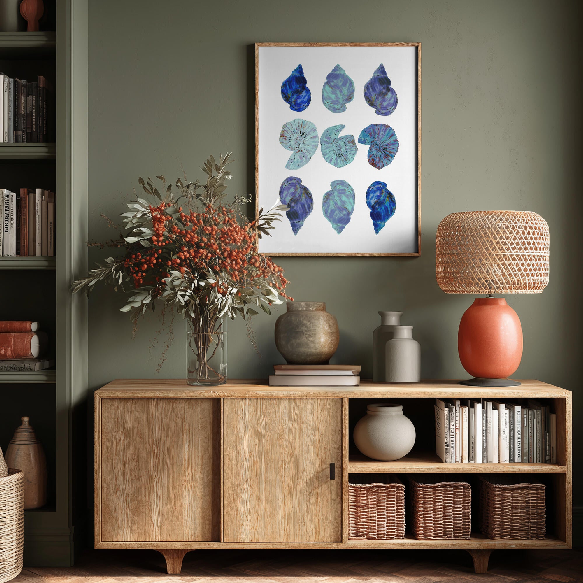 Blue Sea Shells Poster