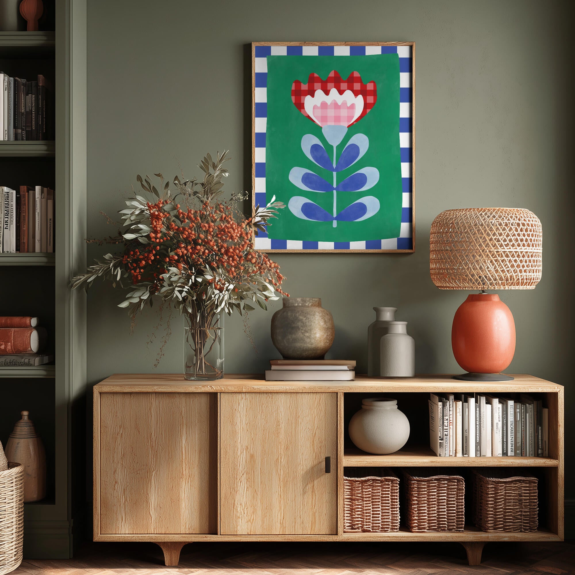 Floral Design with Bold Geometric Shapes