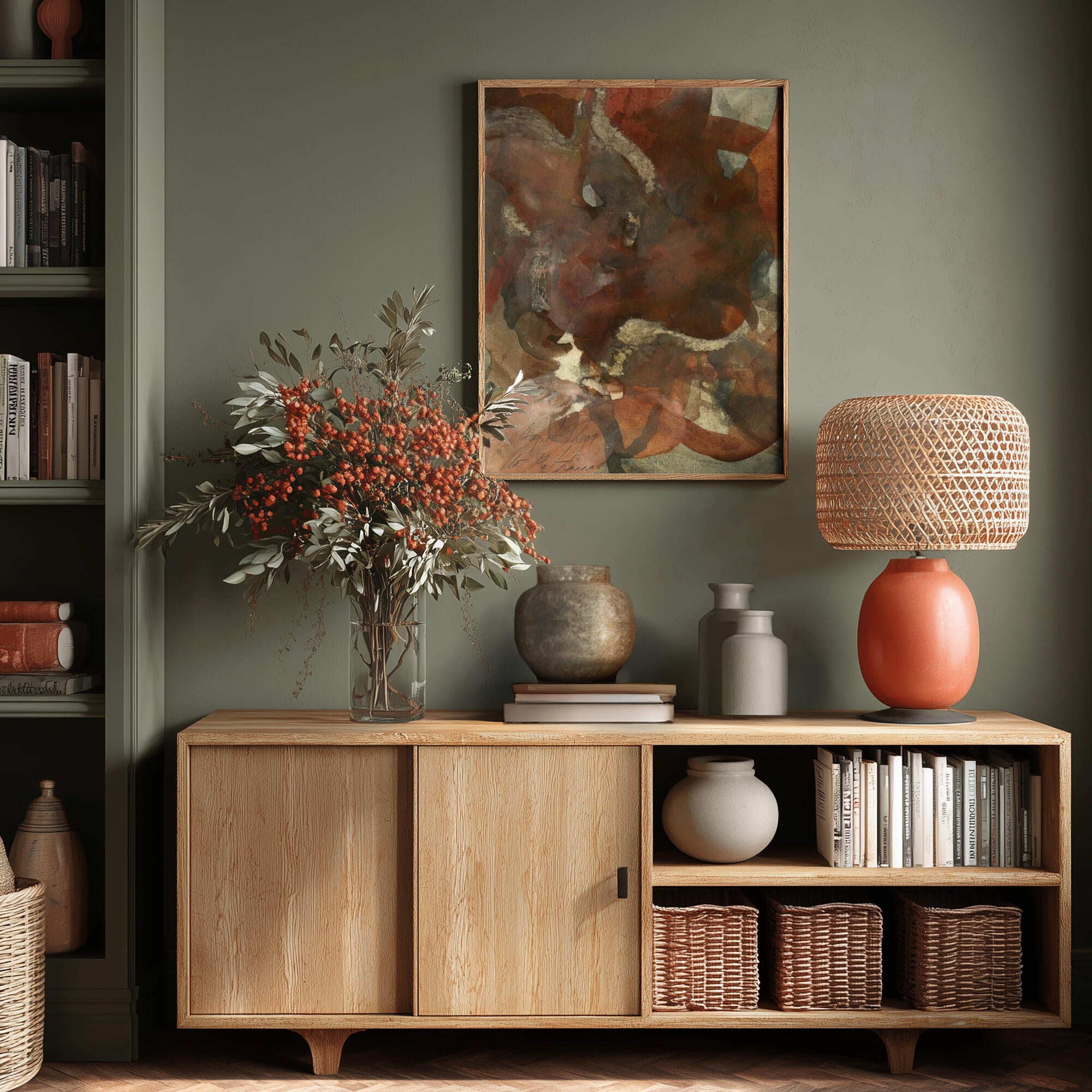 Organic Shapes in Earthy Tones of Brown and Green