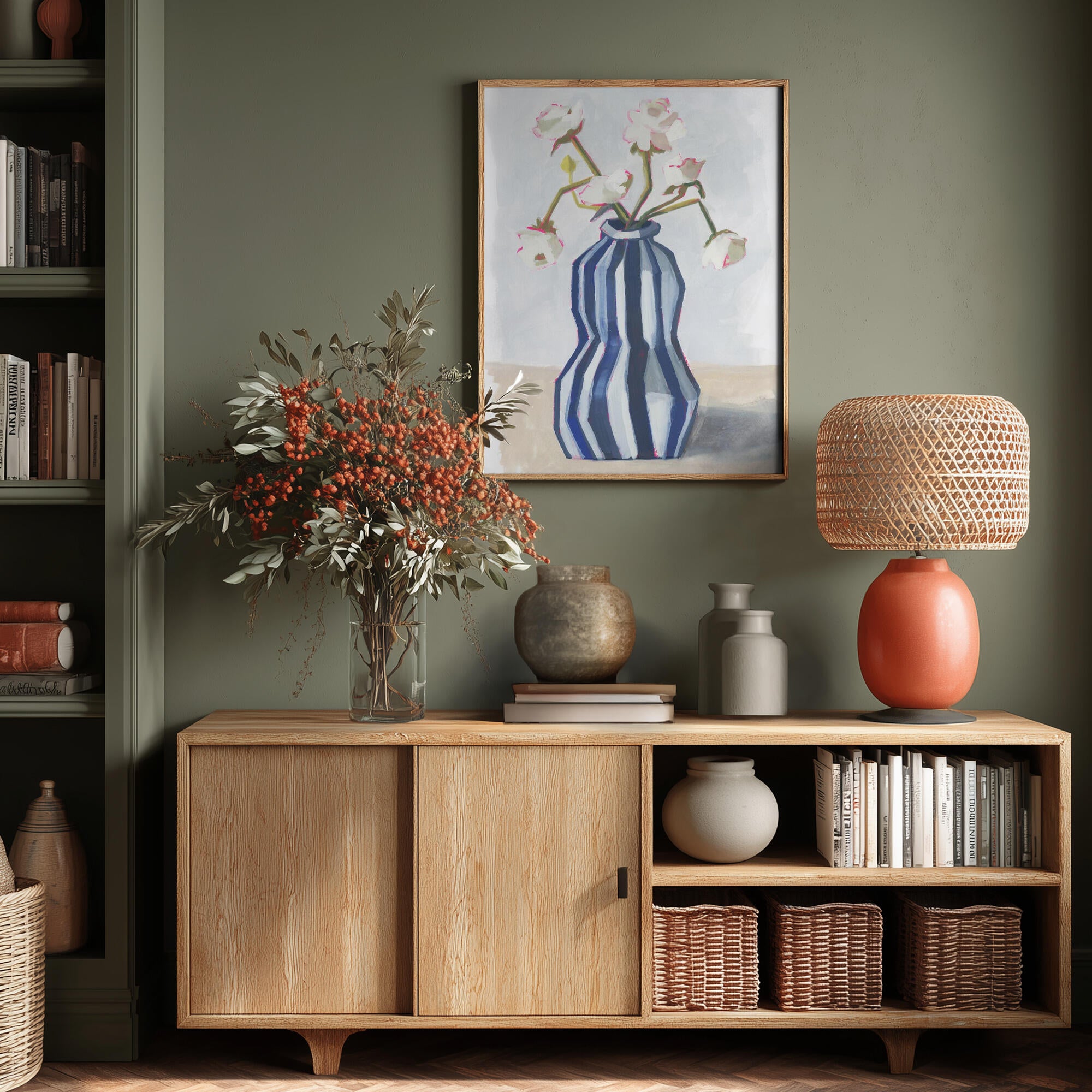Flowers in a striped vase II