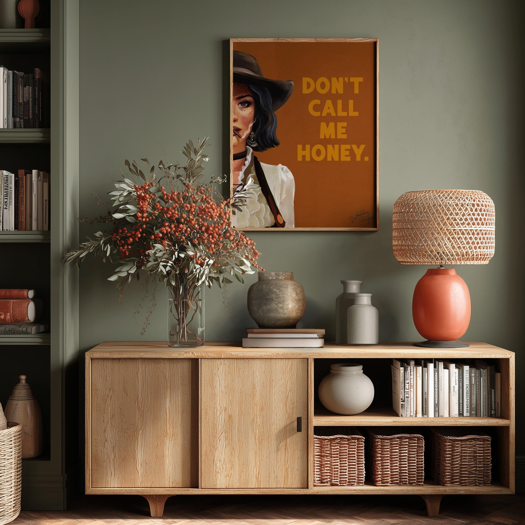 Don't Call Me Honey Badass Western Cowgirl Art
