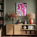 A Figure with Vibrant Pink Hair