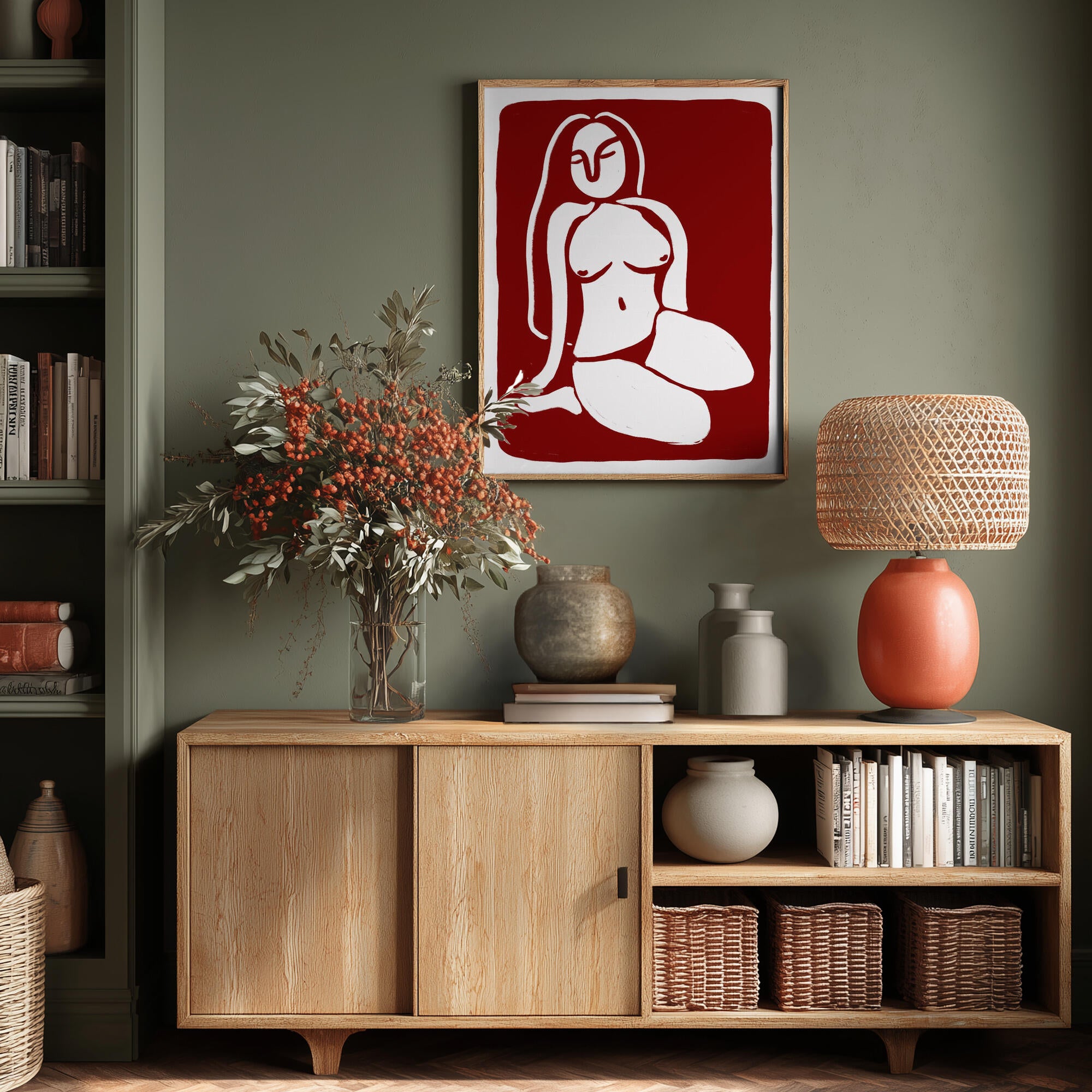 Stylized Nude Figure in a Seated Pose