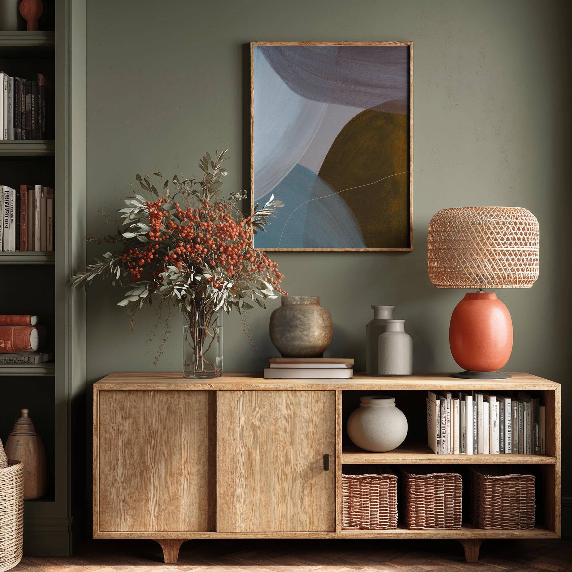 Overlapping Curves In Muted Tones