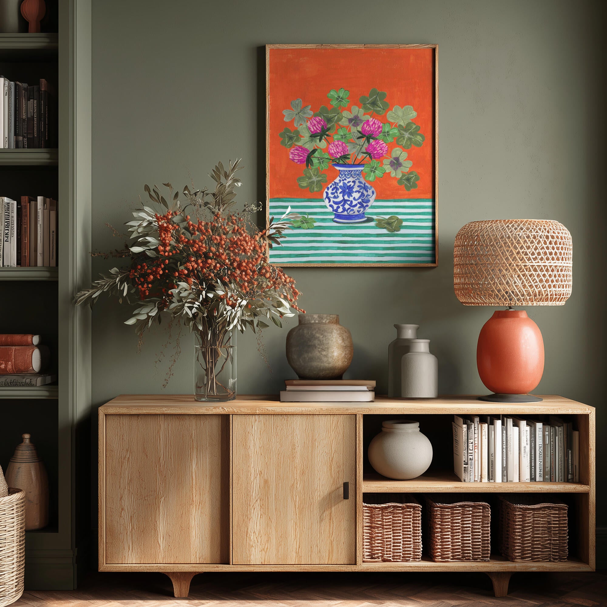 Clovers and Pink Blossoms