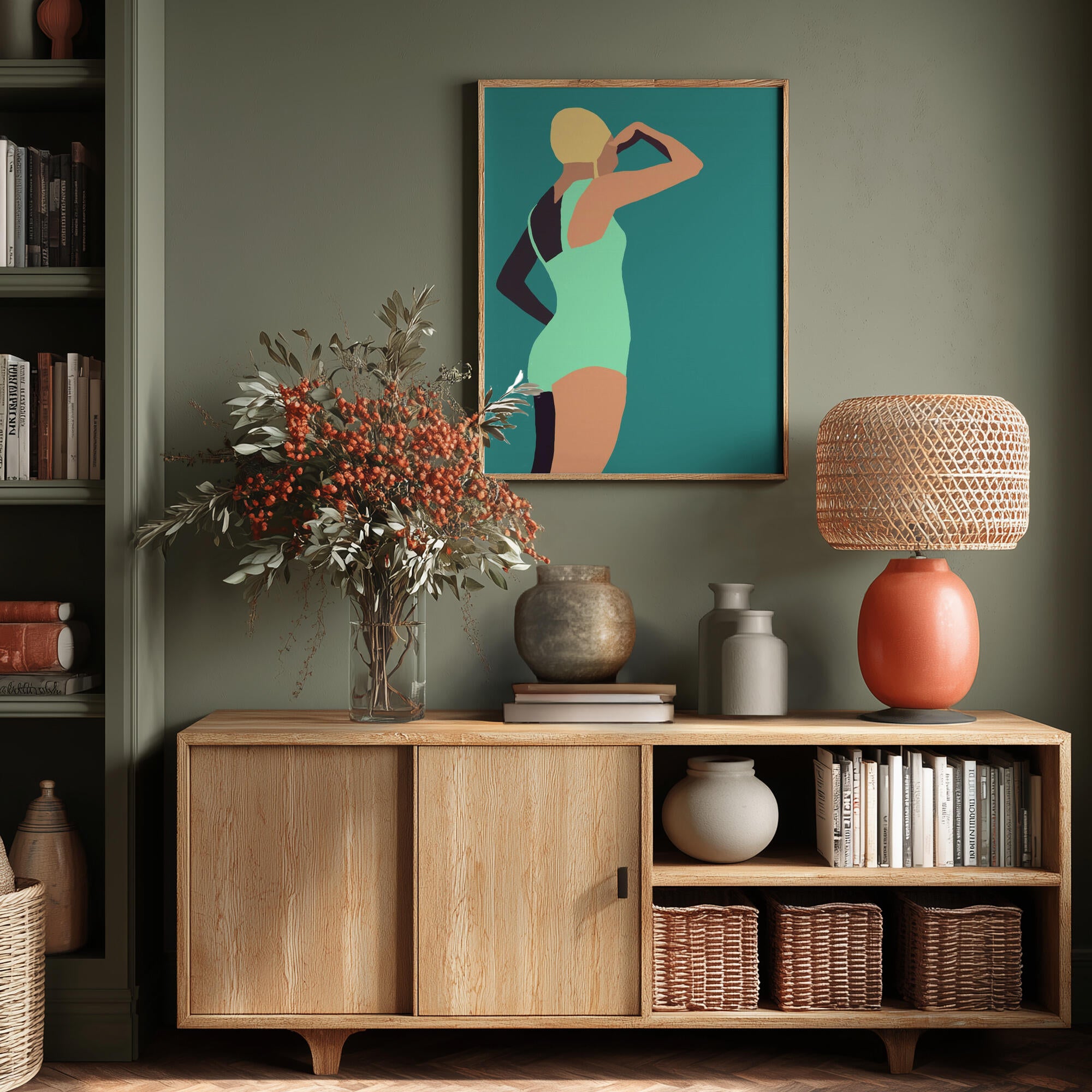 Vintage swimmer poster