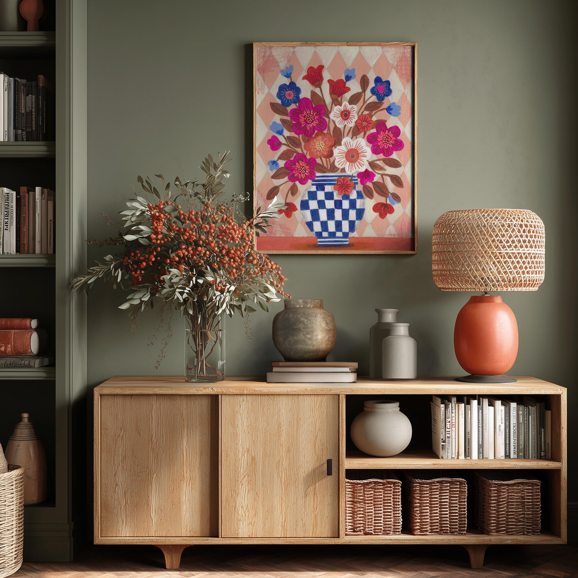 Vase Flowers Brights &amp; Blues