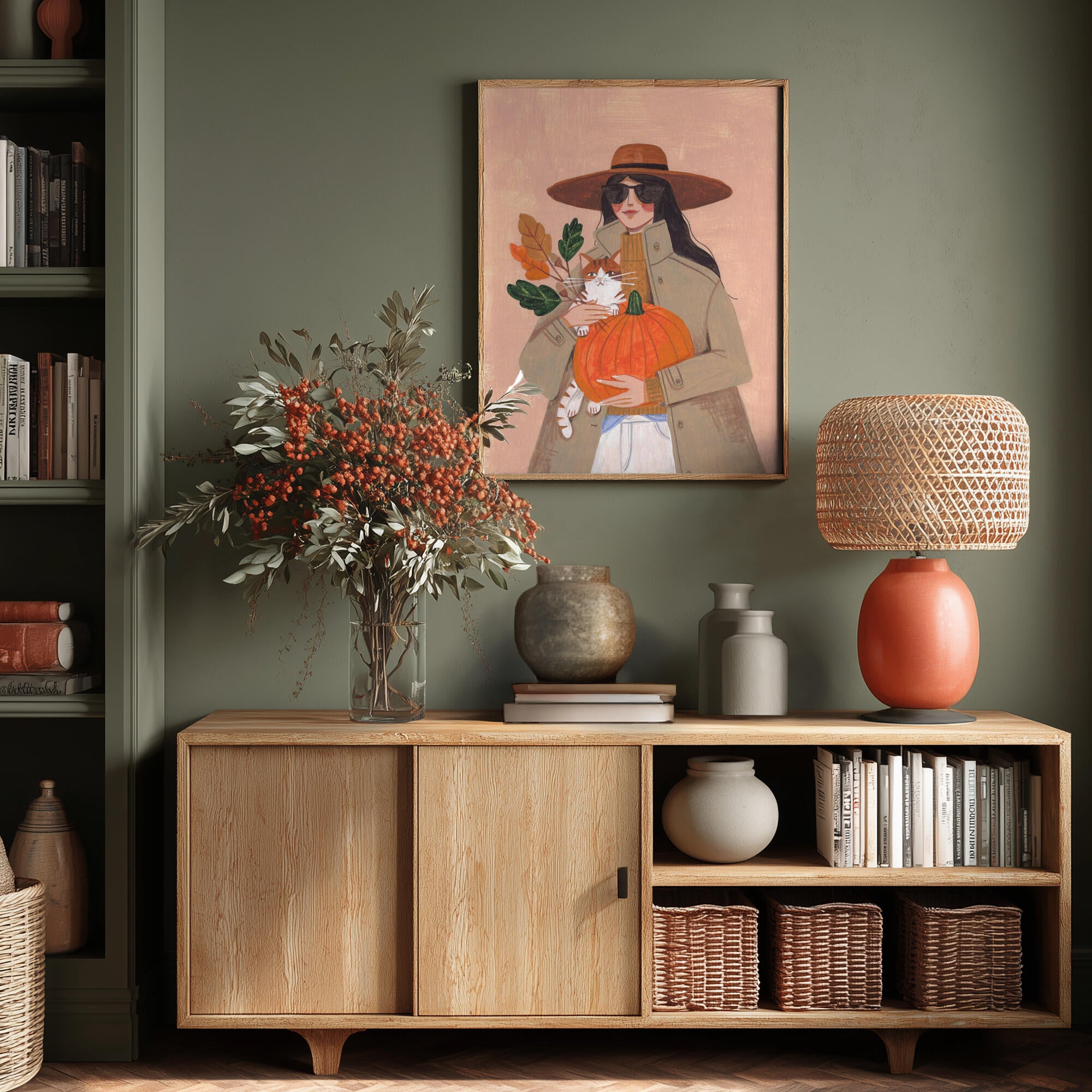 Woman in autumn in warm earth tones
