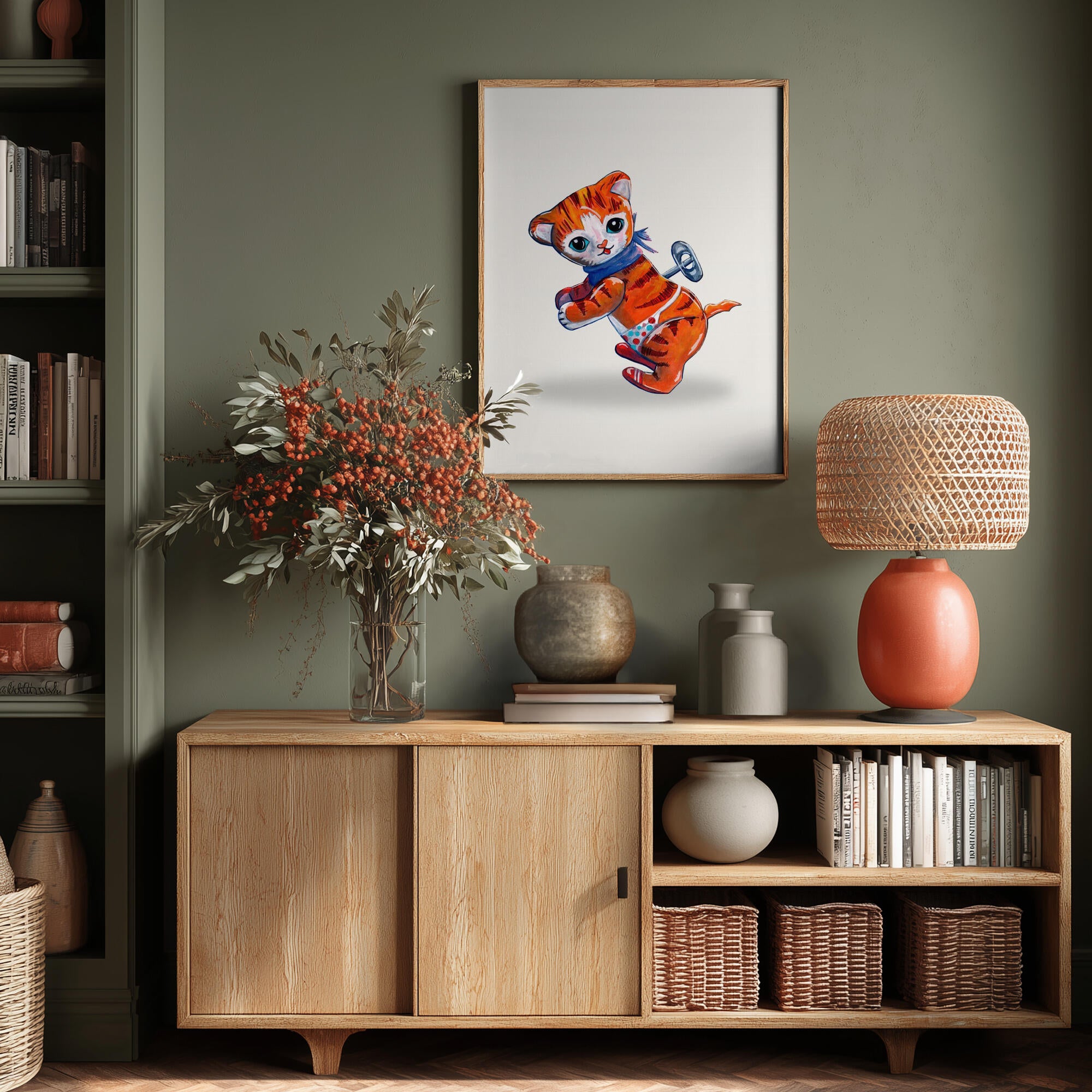 Wind Up Tiger Retro Toy By Renee Machan