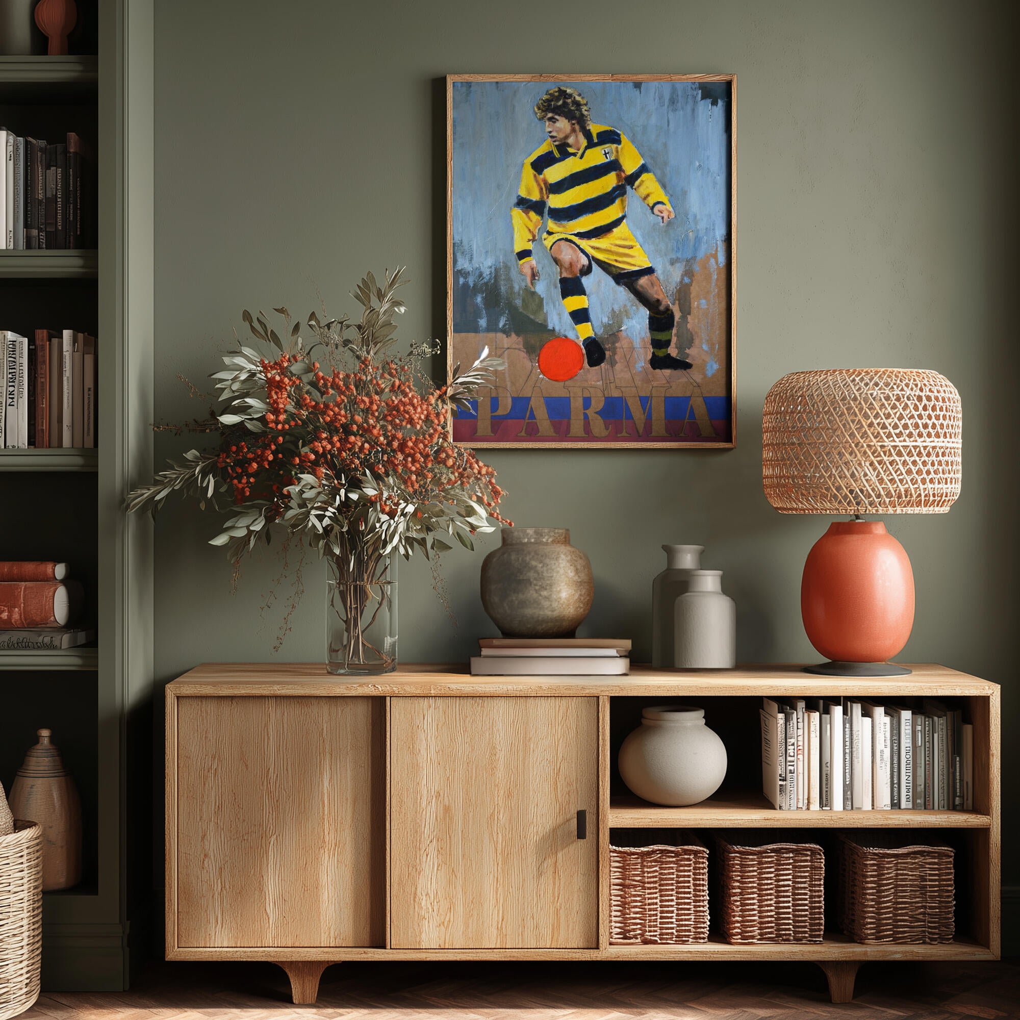 Yellow Striped Soccer Player
