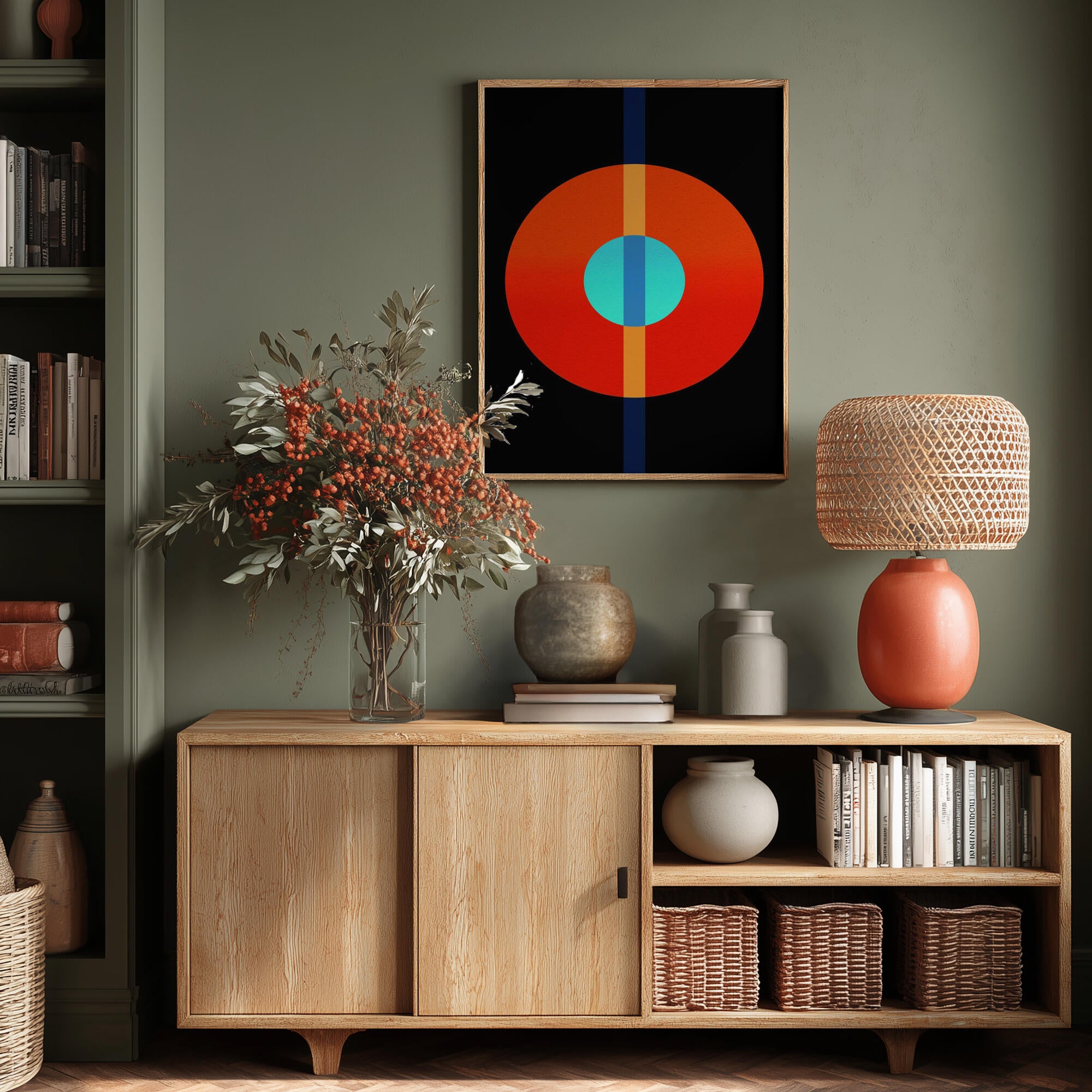 Abstract Circles Vertical Line