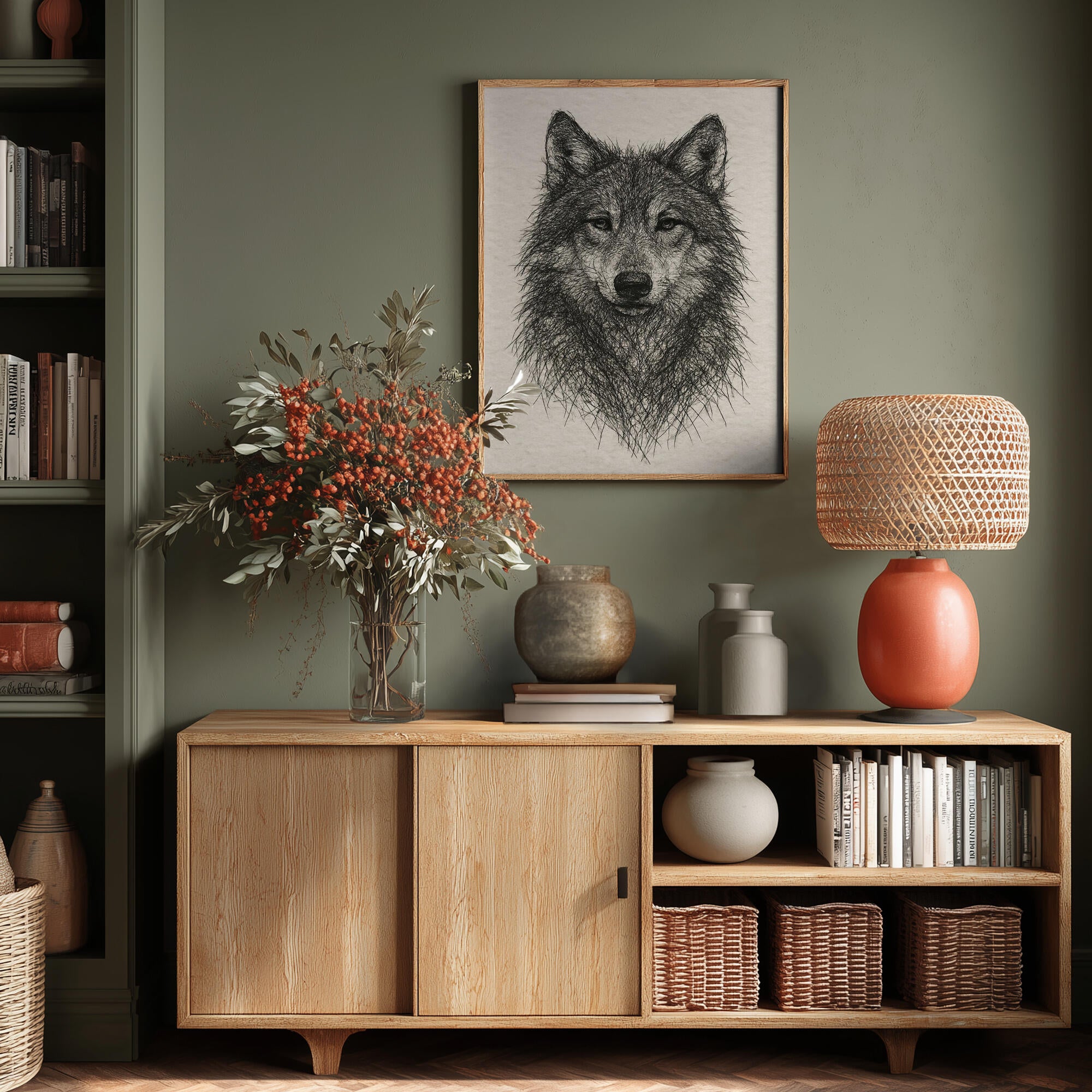 Detailed Wolf Drawing
