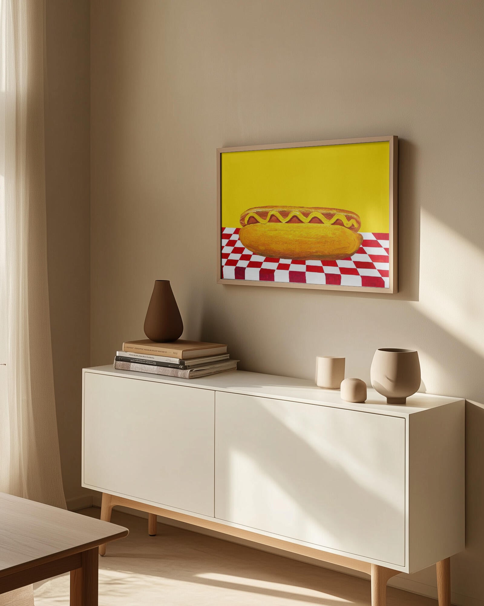 Hot Dog With Mustard Red Check Yellow