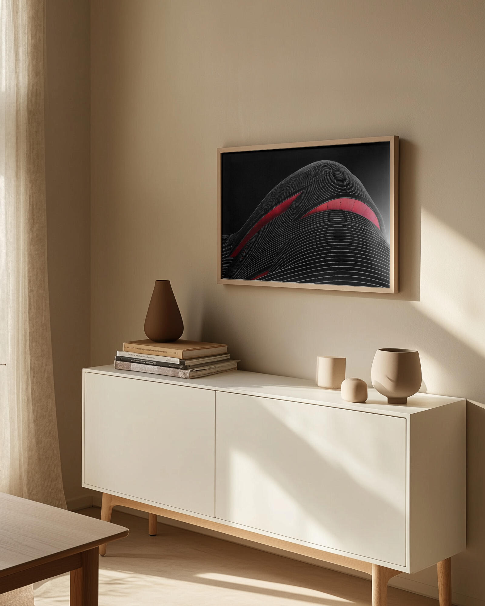 Sleek Red Architectural Curves